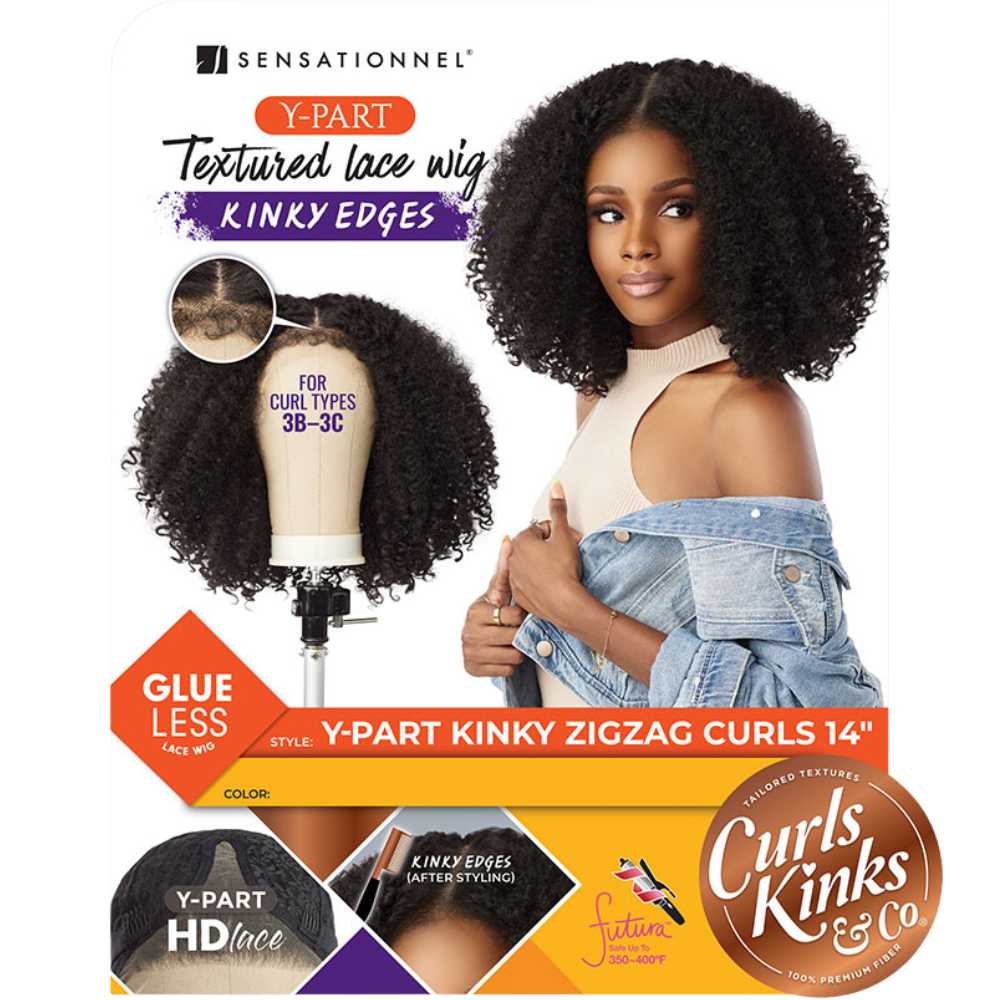 Sensationnel Kinky Edges Textured Lace Wig - Y-Part Kinky Zigzag Curls 14
