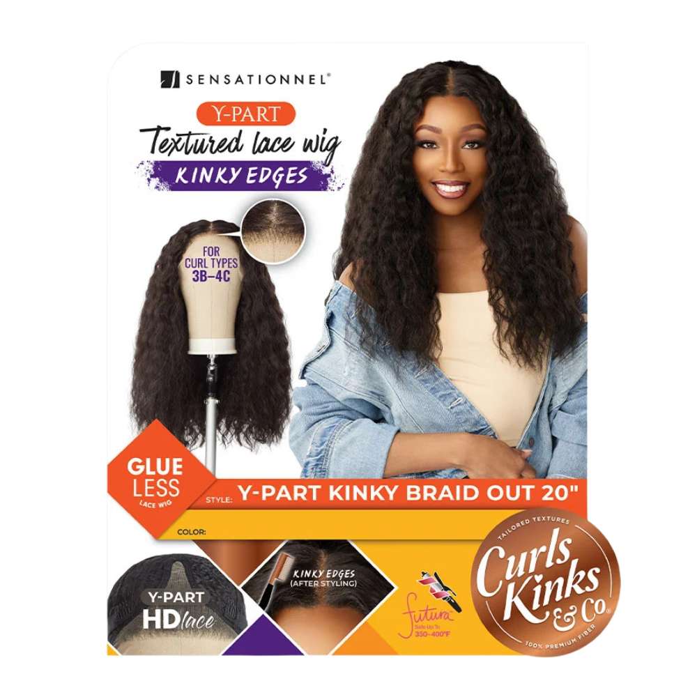 Sensationnel Kinky Edges Textured Lace Wig - Y-Part Kinky Braid Out 20