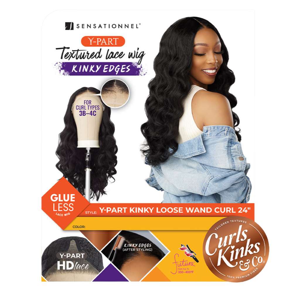 Sensationnel Kinky Edges Textured Lace Wig - Y-Part Kinky Loose Wand Curl 24