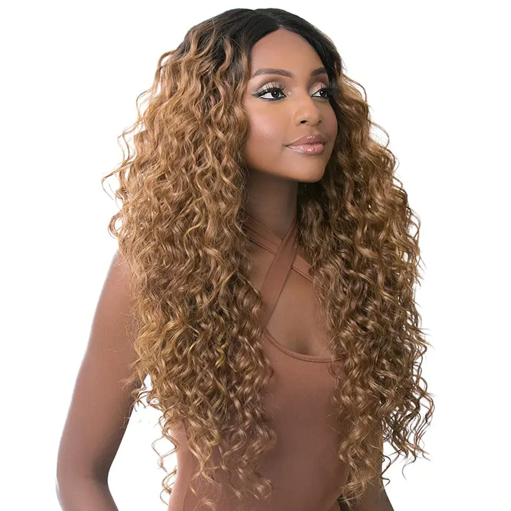 It's A Wig! Human Hair Blend HD Transparent Lace Wig - Deep Wave 28