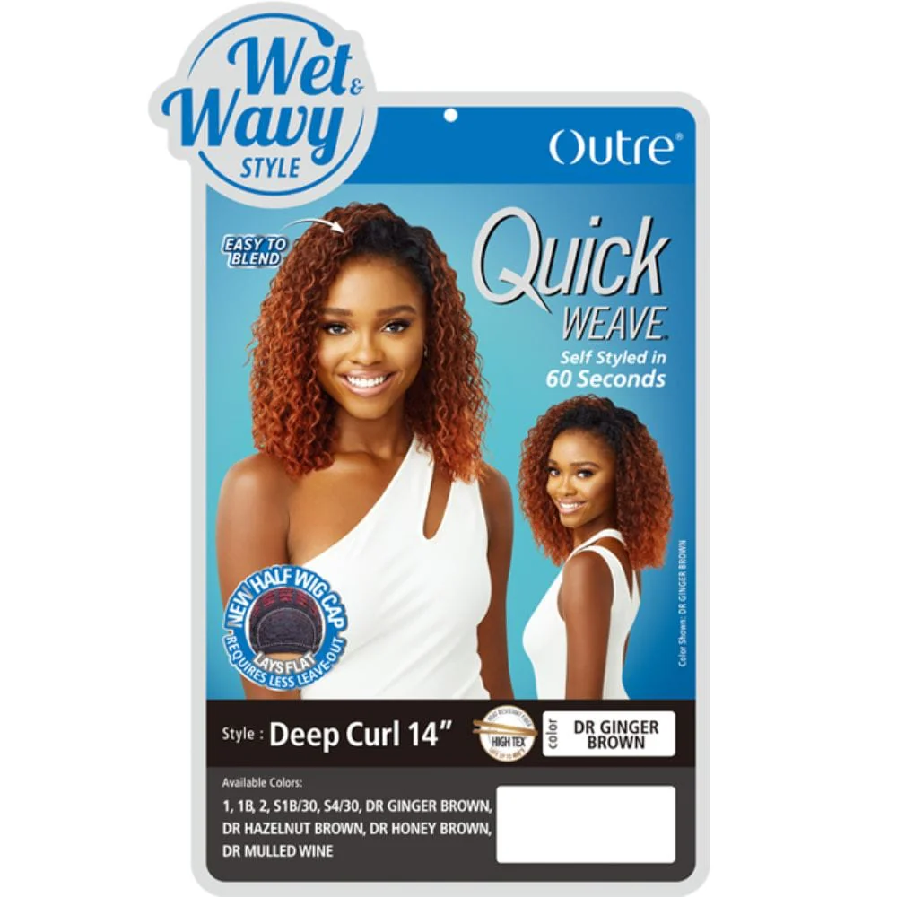 Outre Wet & Wavy Quick Weave Half Wig - Deep Curl 14