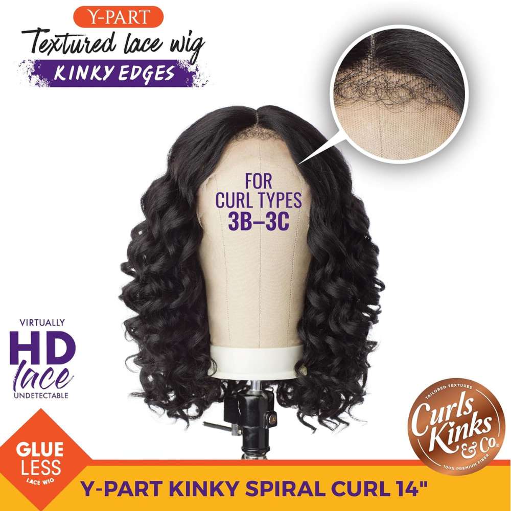 Sensationnel Kinky Edges Textured Lace Wig - Y-Part Kinky Spiral Curl 14