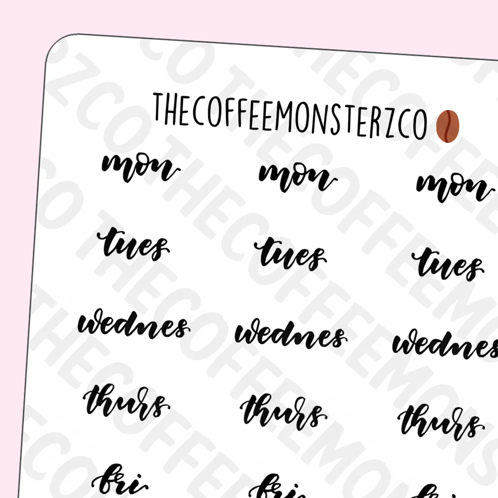Helen's Lettering: Abbreviated Days Of The Week