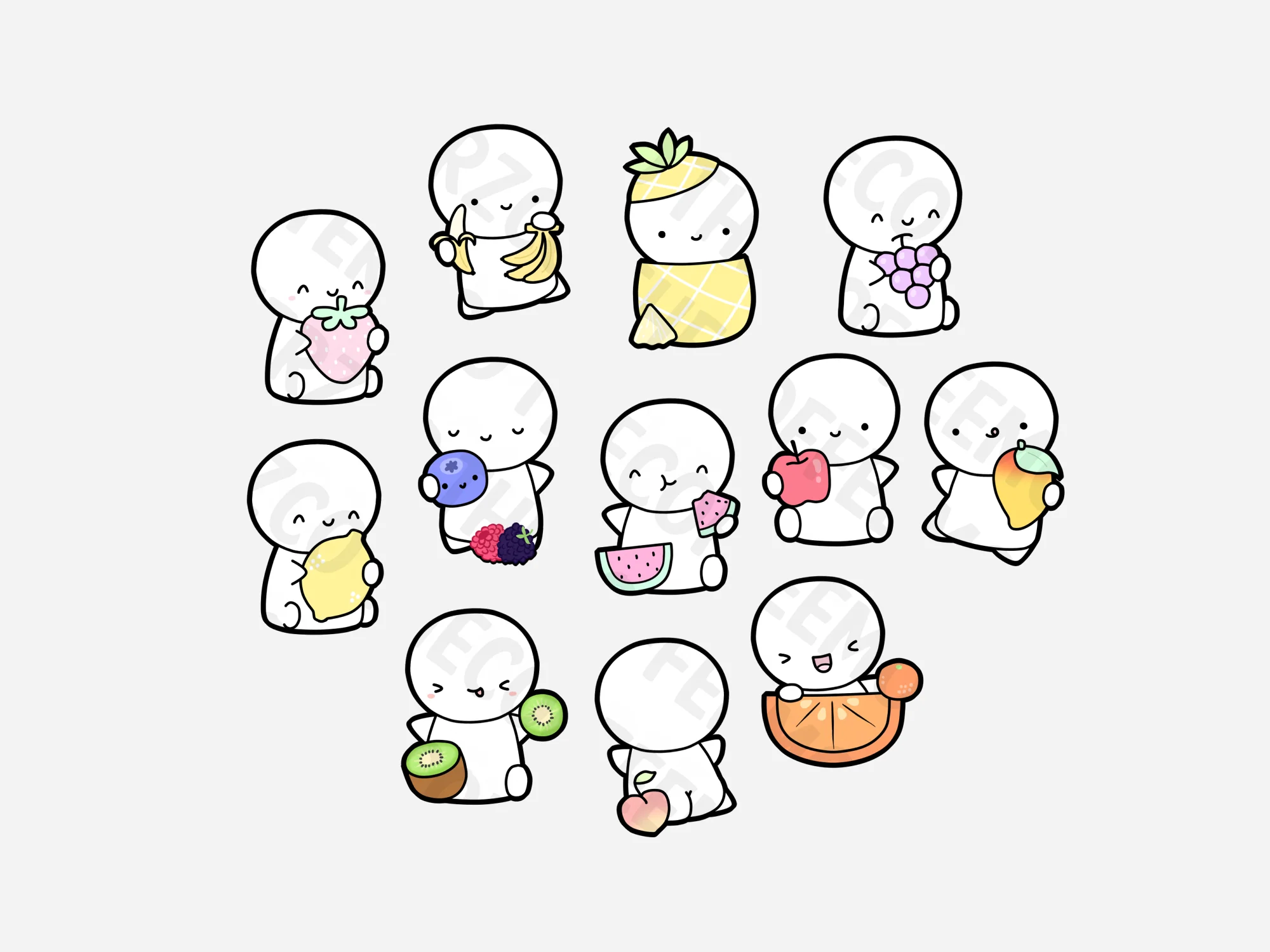 Mini Fruits & Veggie Emoti Die Cuts