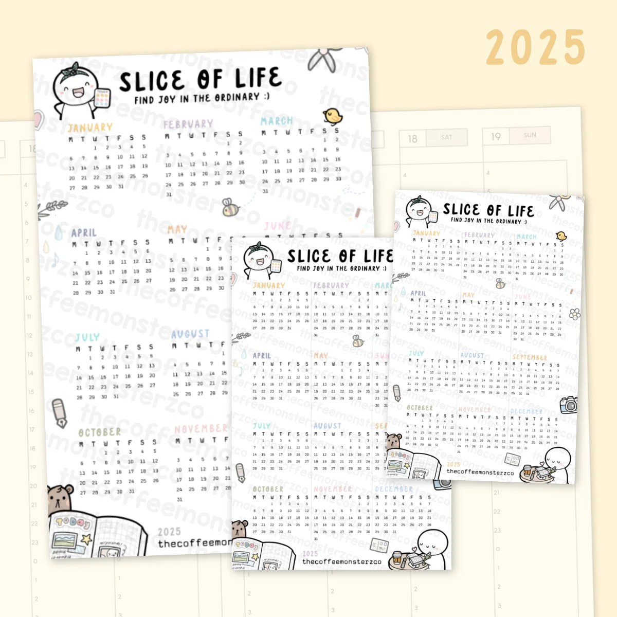 Slice Of Life 2025 Calendar - Vinyl Sticker