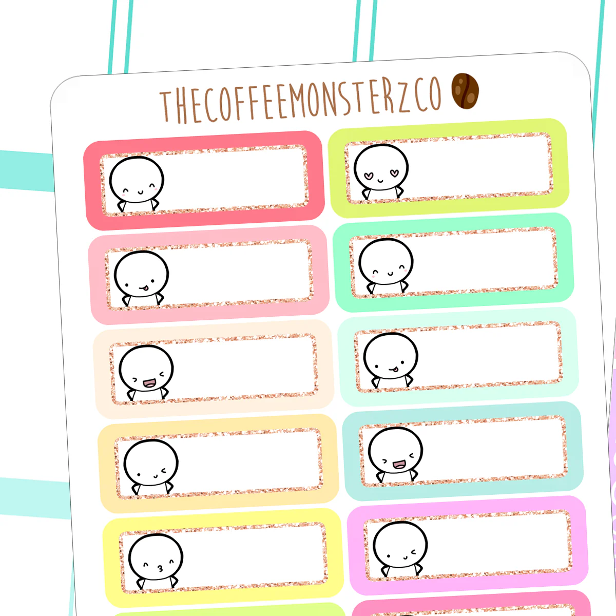 Rainbow Emoti Glitter Labels (FINAL STOCK)