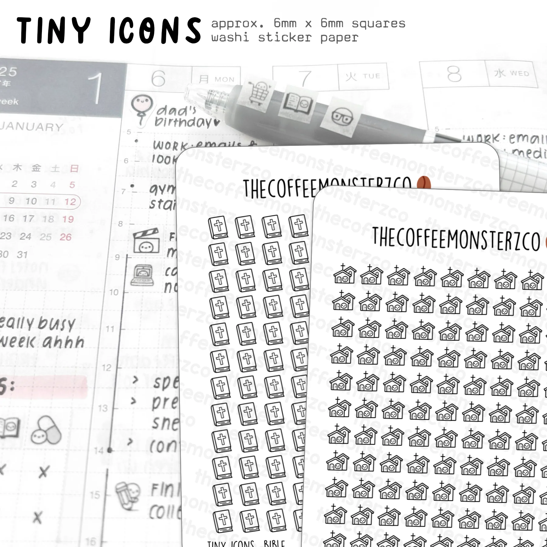 Tiny Icons - Religion (washi paper)