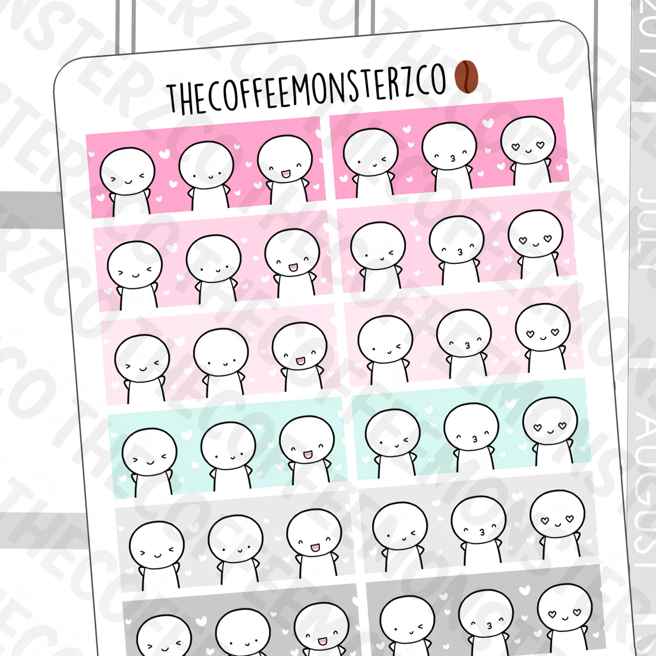 Valentine's Day Emoti Washi Strip Stickers