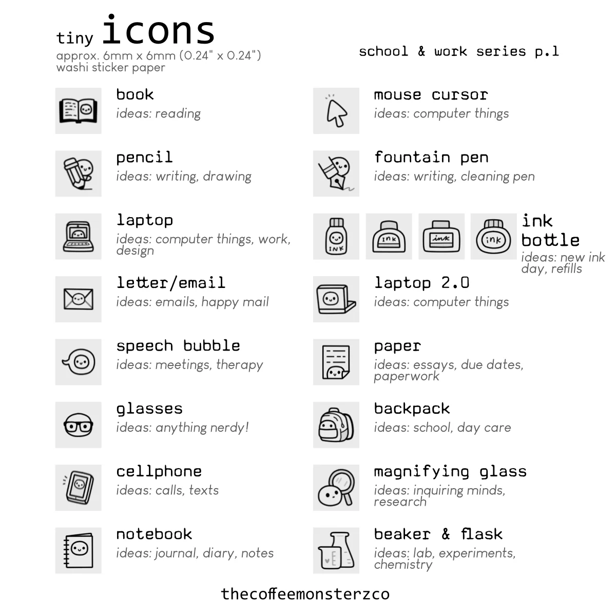 Tiny Icons - School & Work (washi paper)