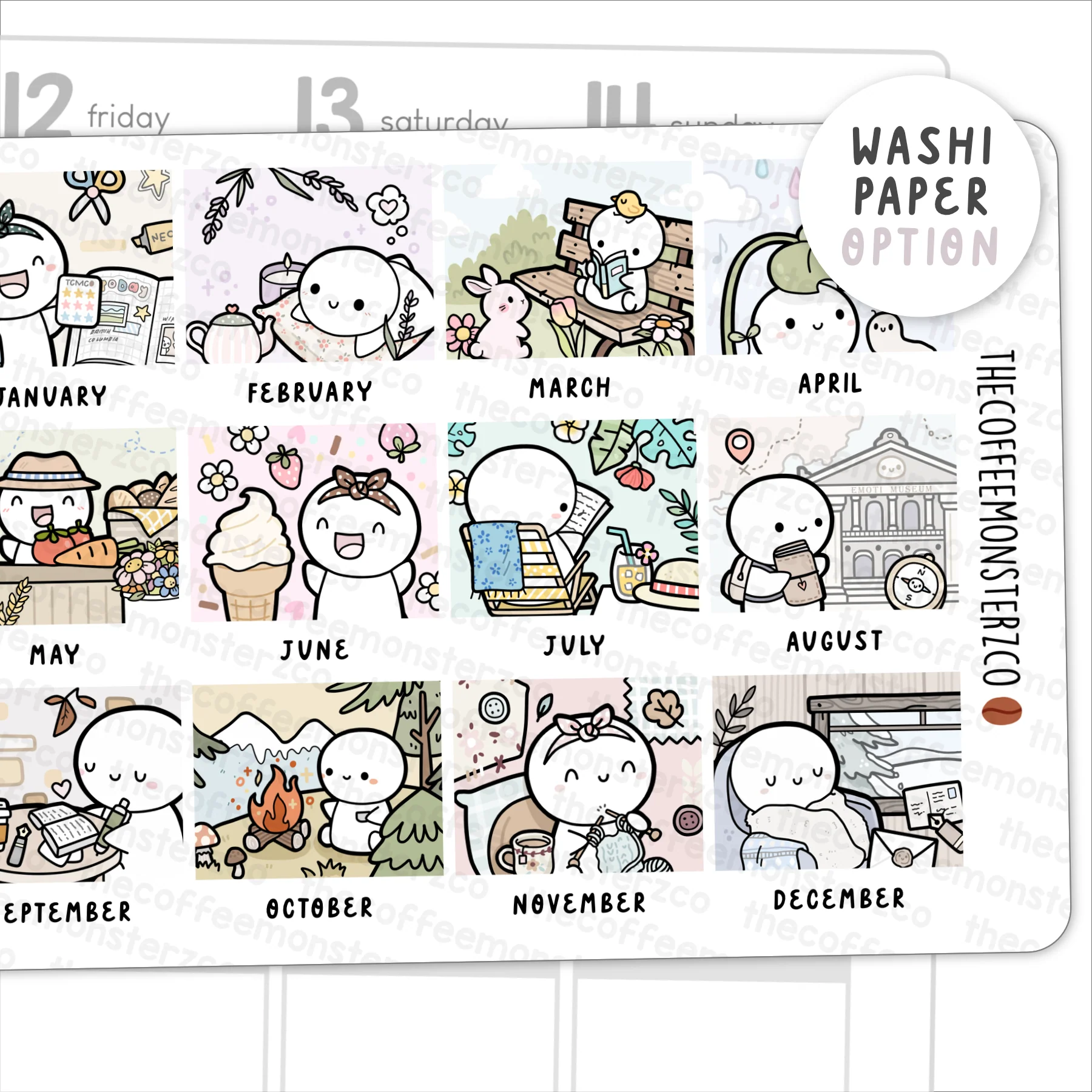2025 Hobonichi Cousin Monthly Artwork