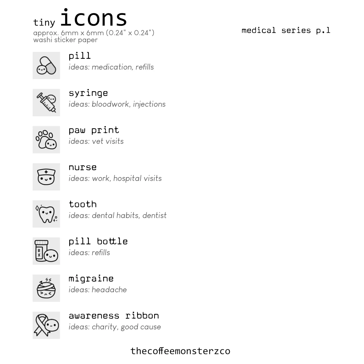 Tiny Icons - Medical (washi paper)