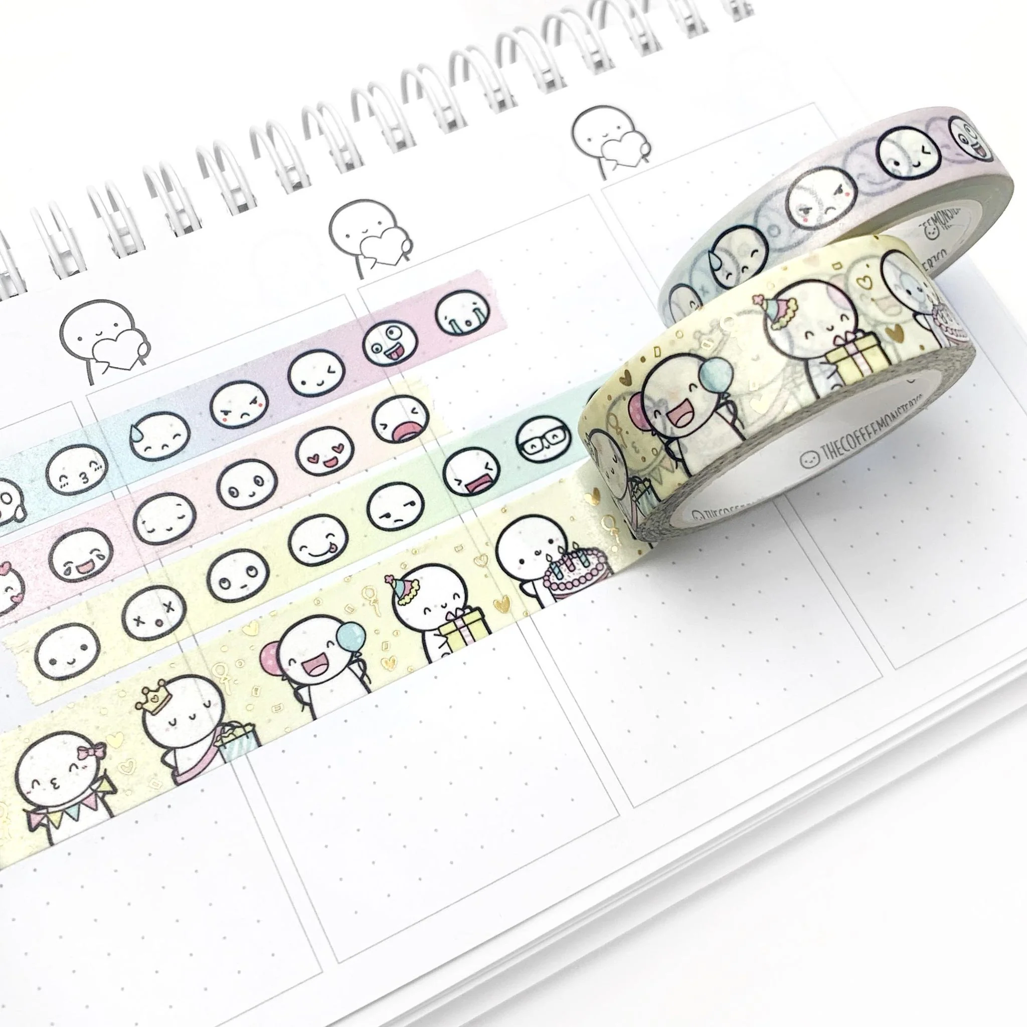 Rainbow Emoti Heads Washi Tape - 10mm (1 per customer)