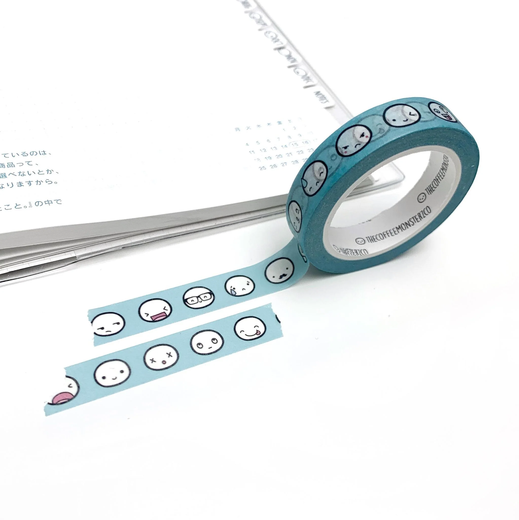 Potion Blue Emoti Head Washi Tape - 10mm