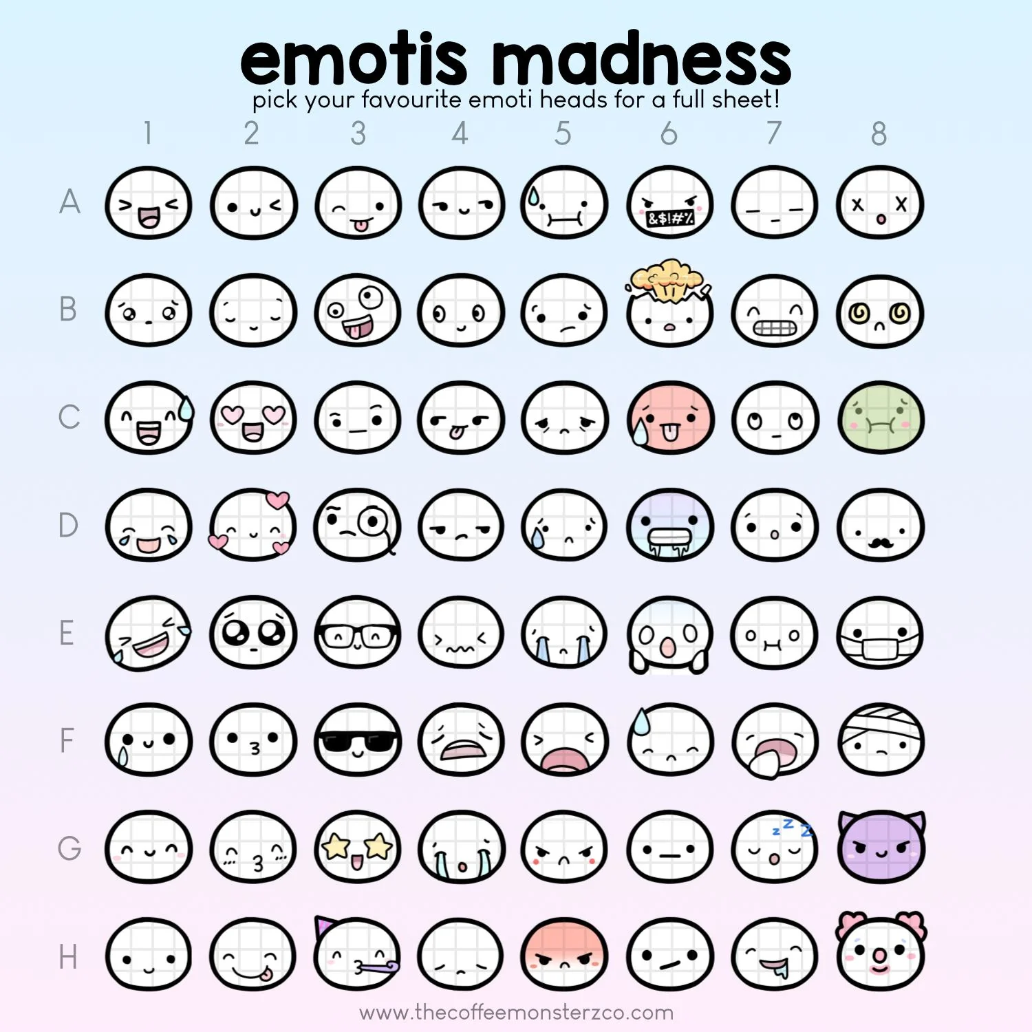 Emoti Heads Full Sheets SLIM