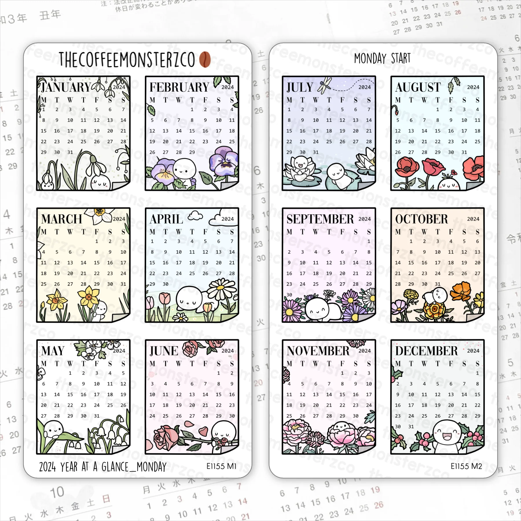 2024 Year At A Glance Stickers (FINAL STOCK)