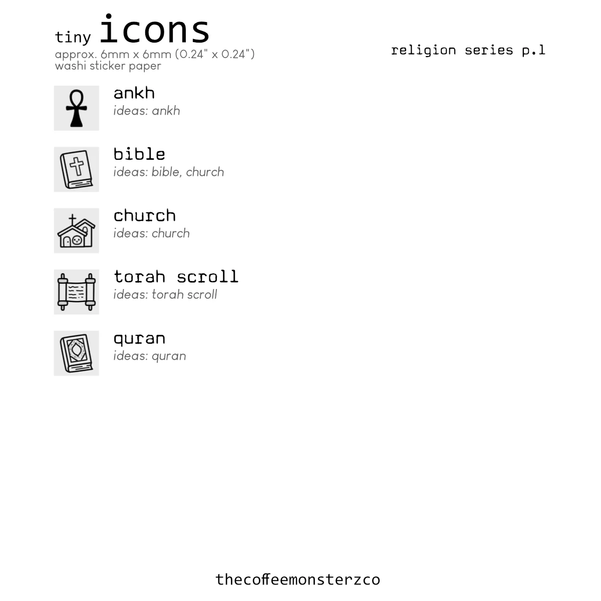 Tiny Icons - Religion (washi paper)