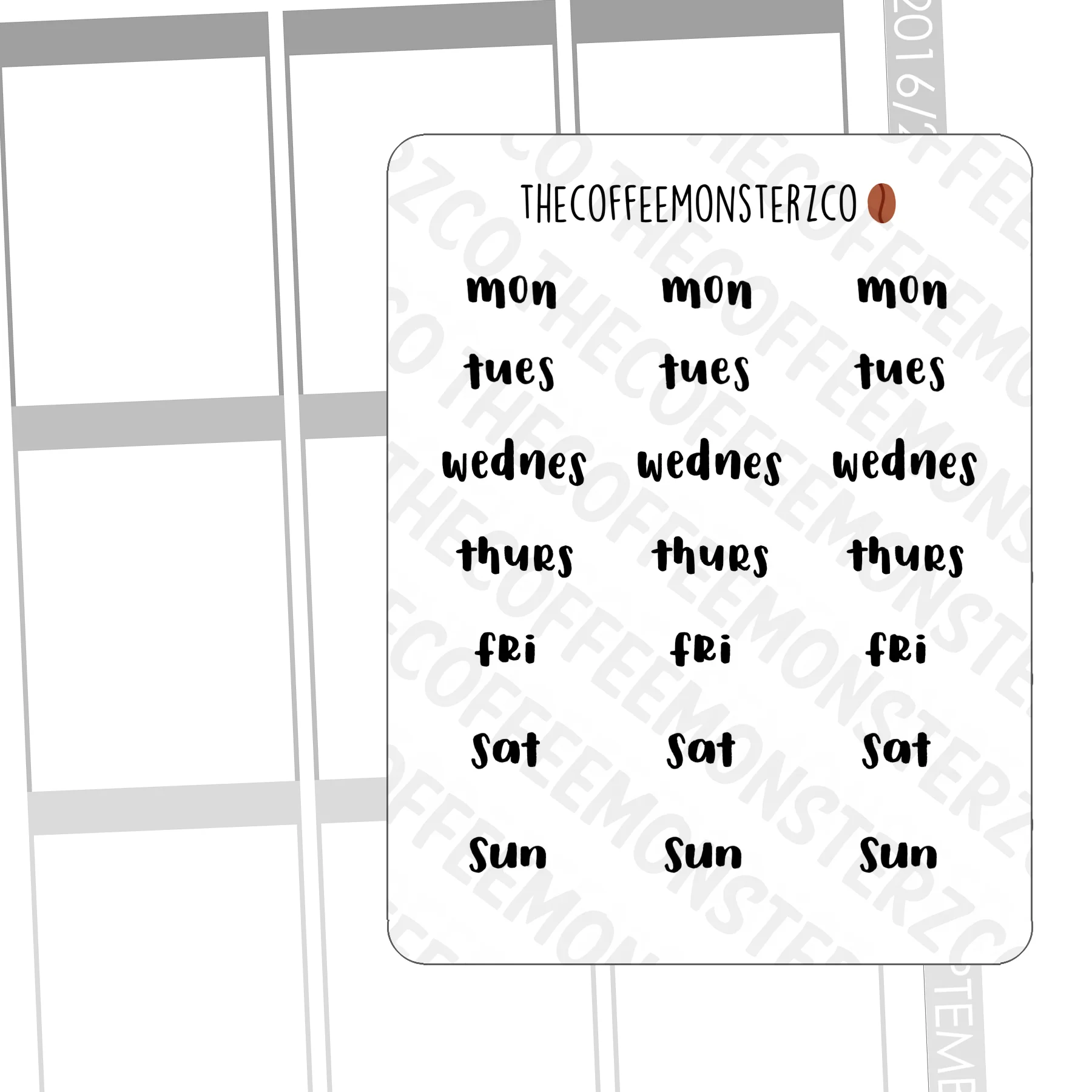 Helen's Lettering: Bold Abbreviated Days of the Week