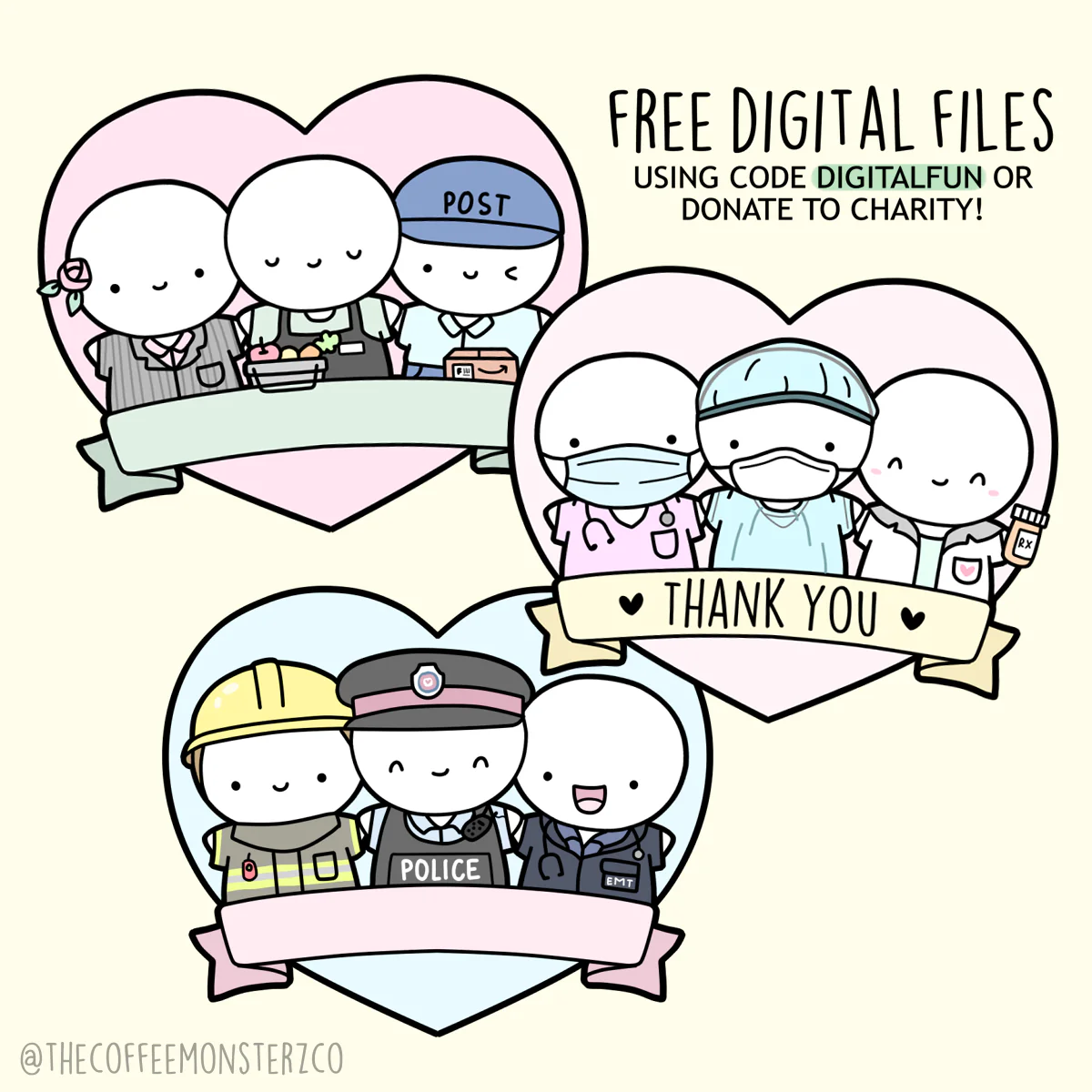 Essential Workers Emotis - DIGITAL FILES