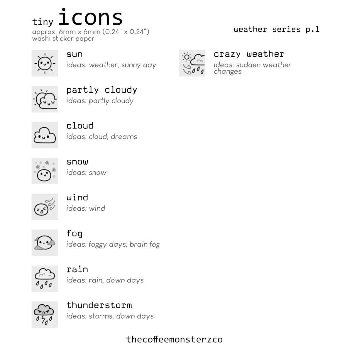Tiny Icons - Weather (washi paper)