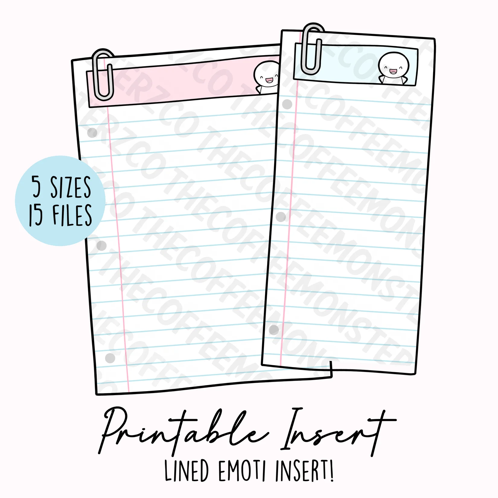 Emoti Lined Insert Printable (Digital Files)