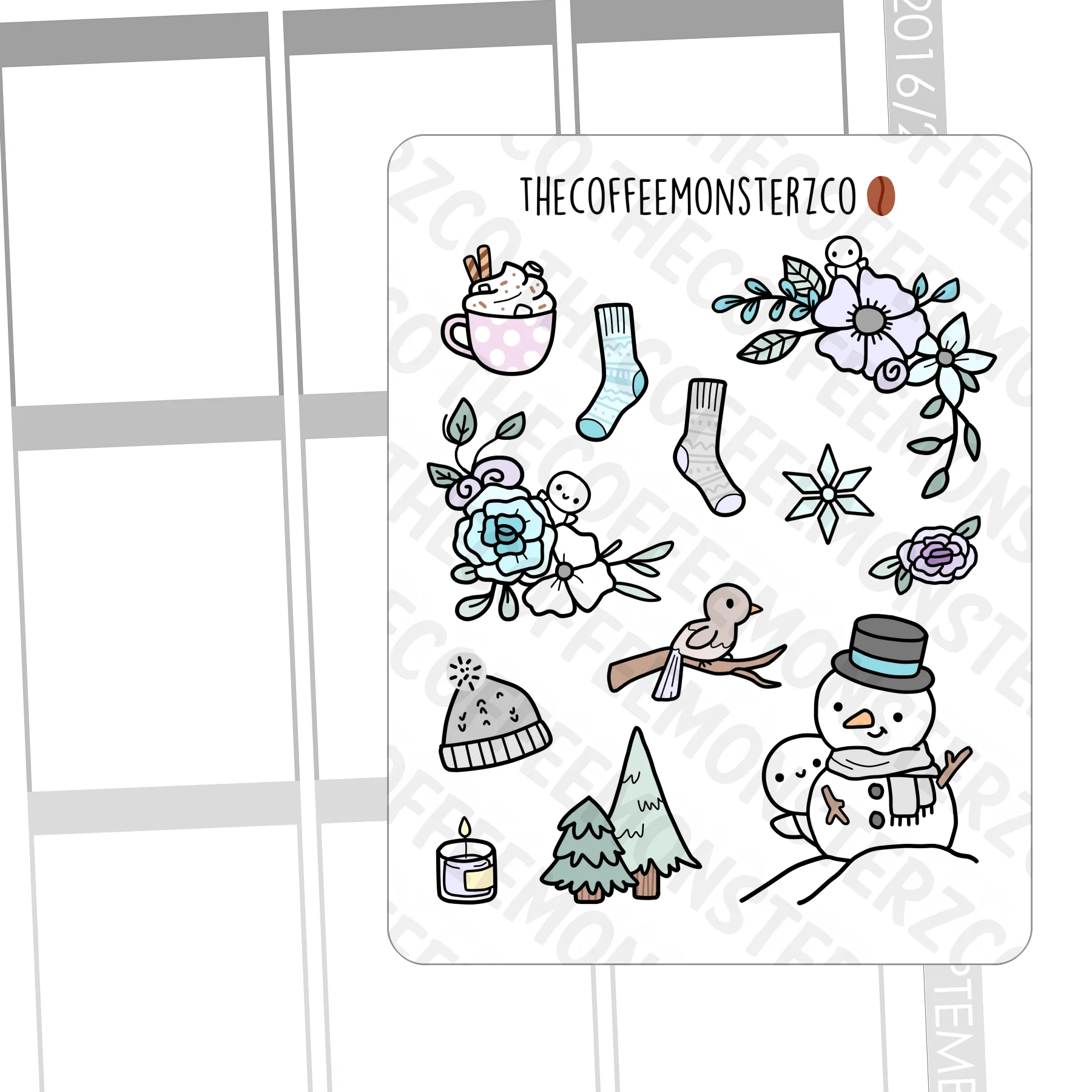 Large Winter Doodle Stickers (FINAL STOCK)