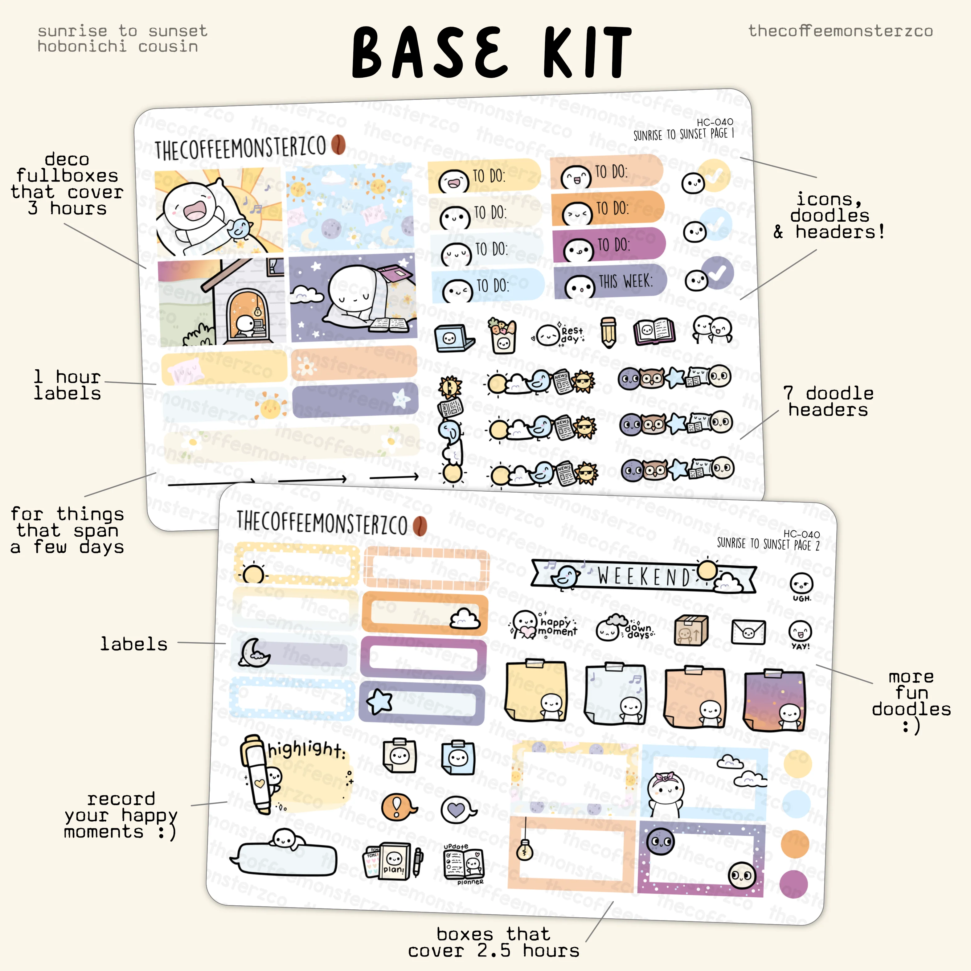 Sunrise To Sunset - Hobonichi Cousin Kit