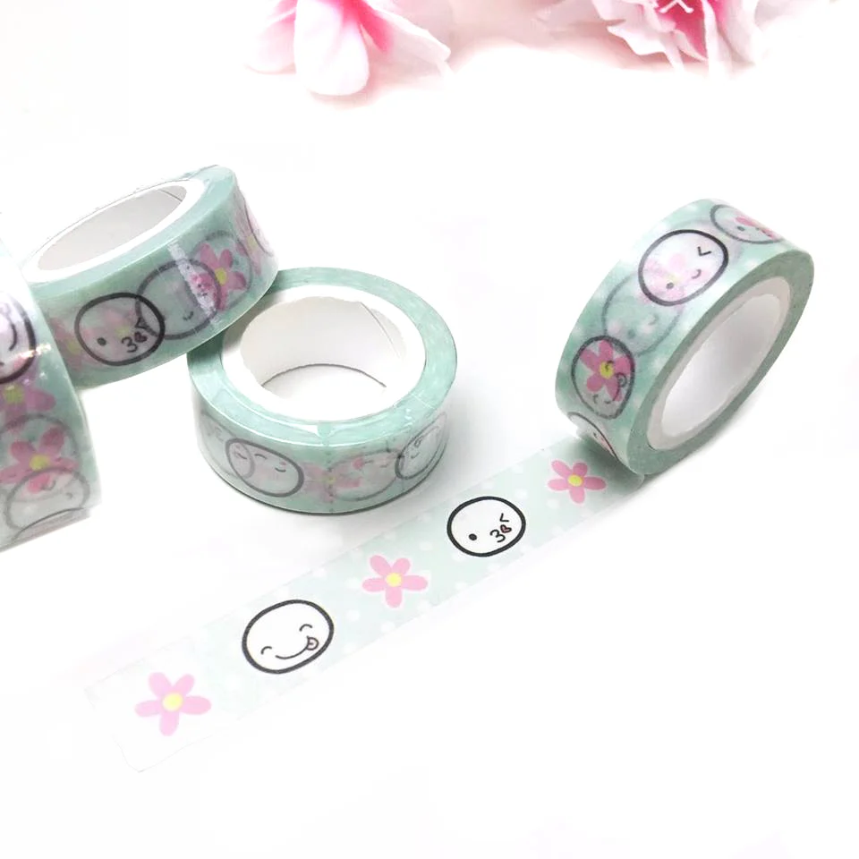 Original Mint Emoti Heads Washi Tape - 15mm