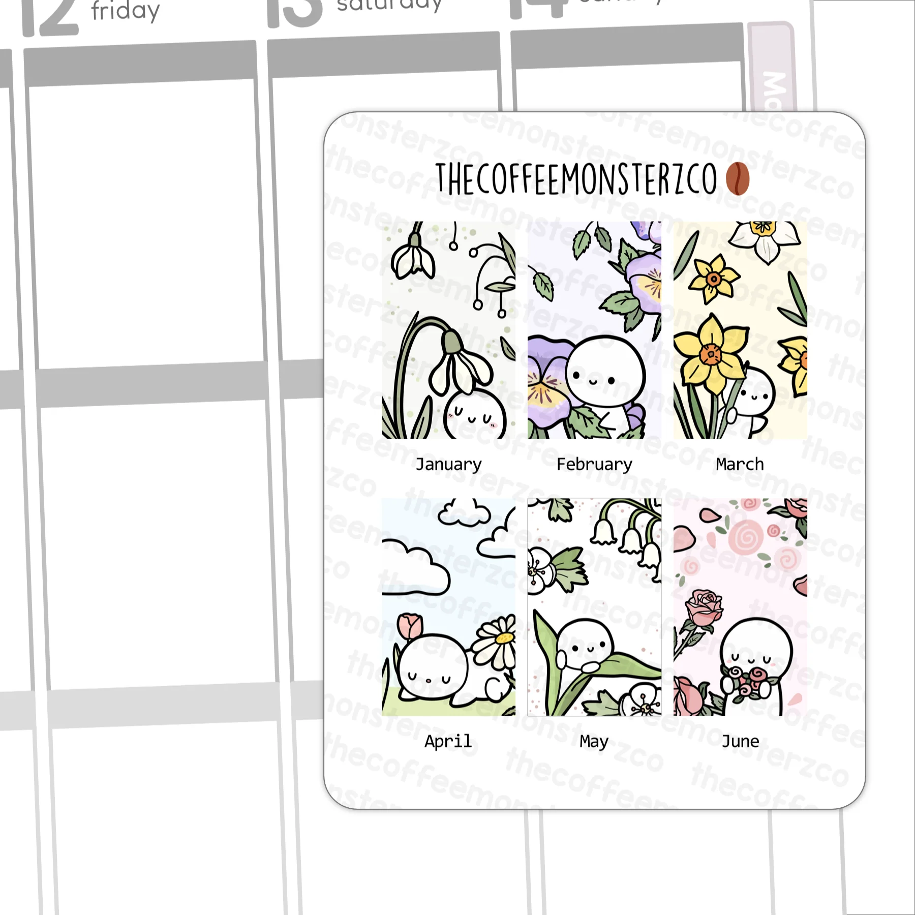 2024 Hobonichi Weeks Monthly Artwork Part 1