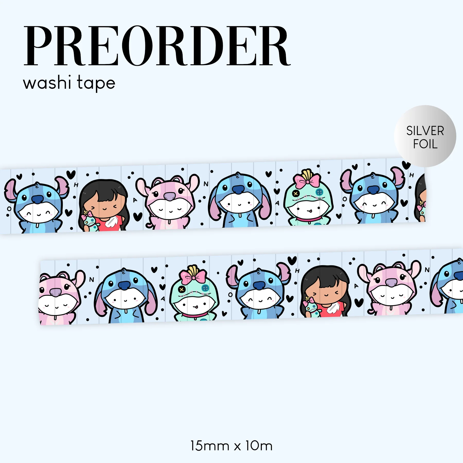 PREORDER Stitch & Friends 2.0 Emoti Washi Tape - 15mm