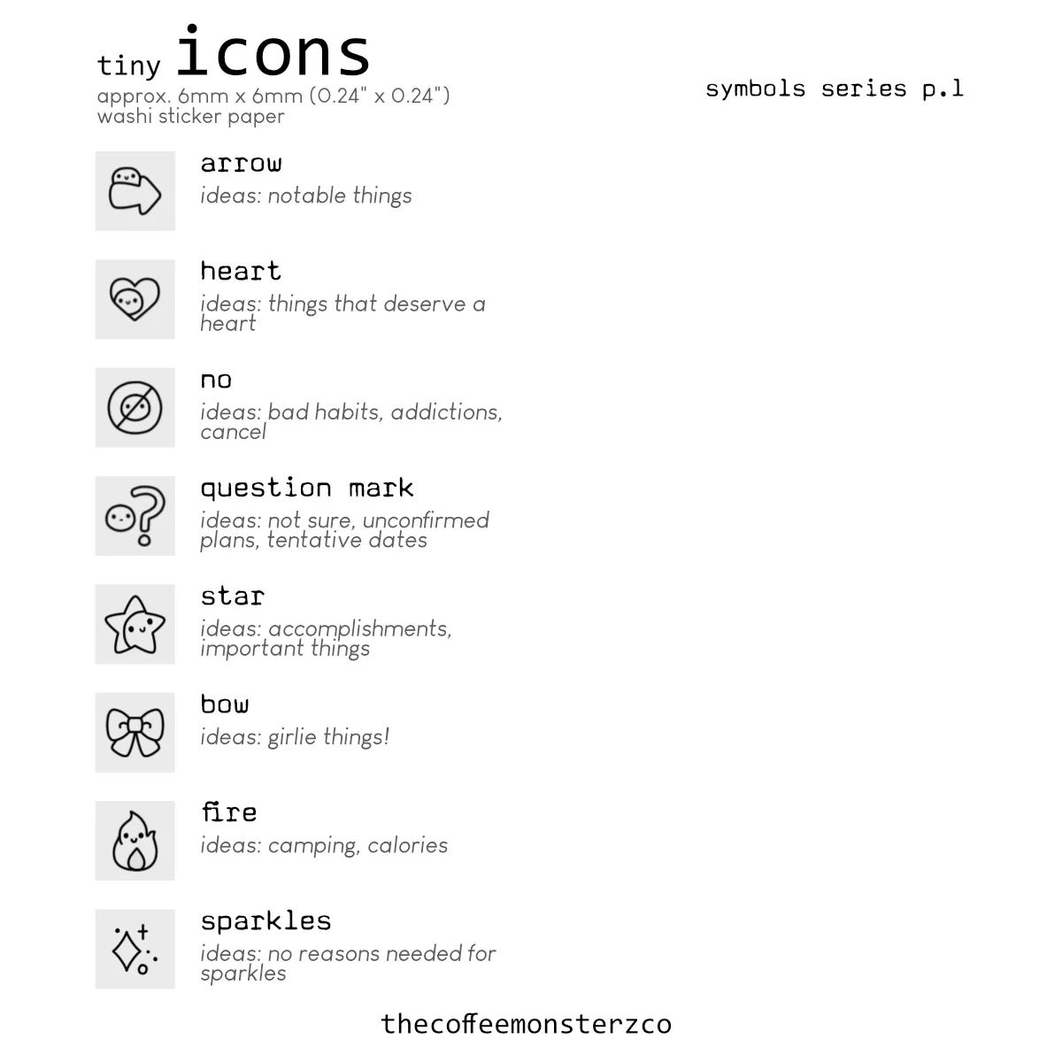 Tiny Icons - Symbols (washi paper)