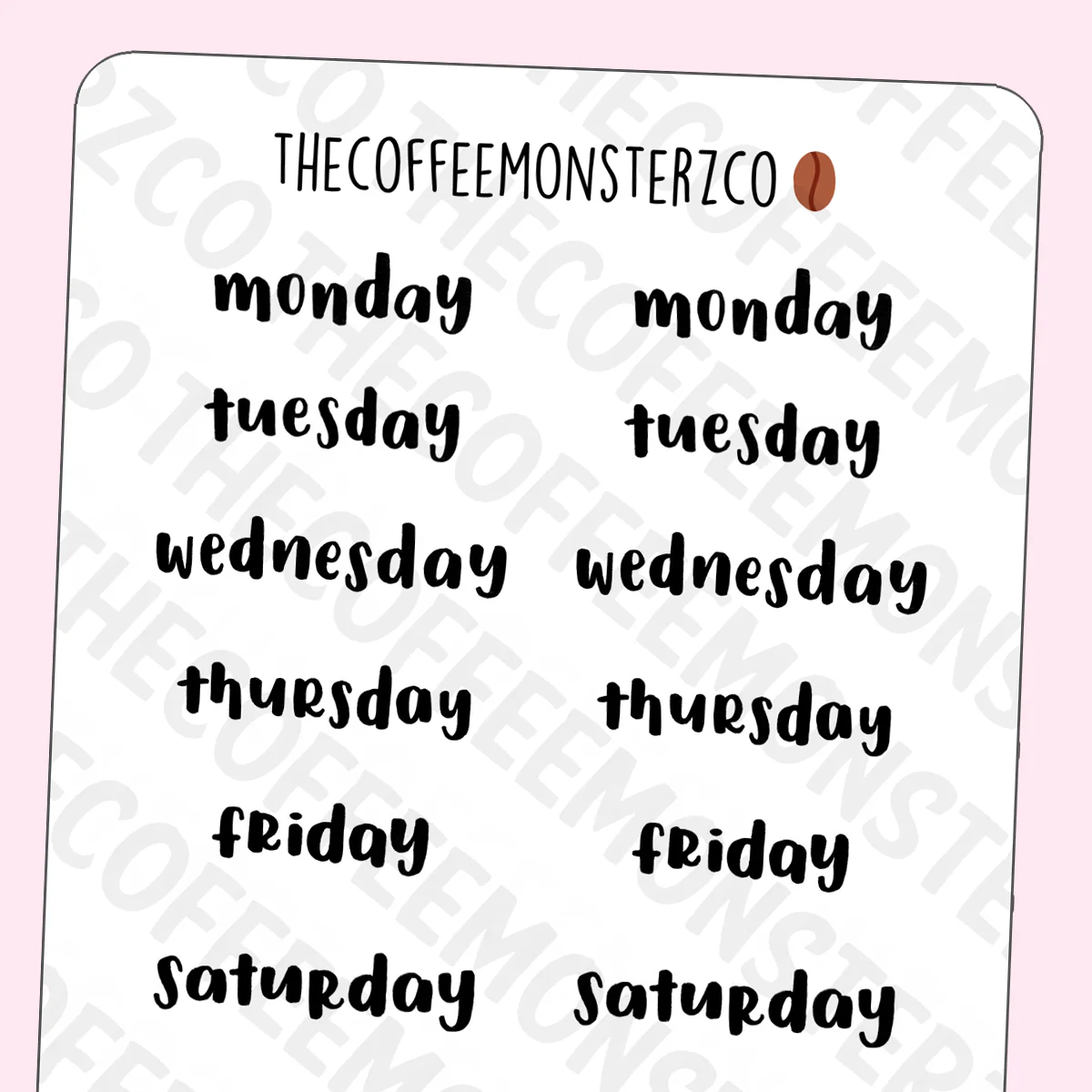 Helen's Lettering: Bold Days of the Week