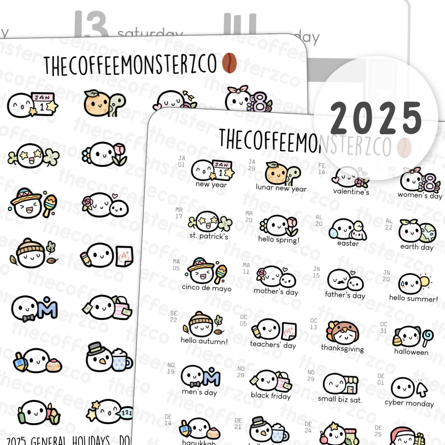 2025 General Holidays: Doodles