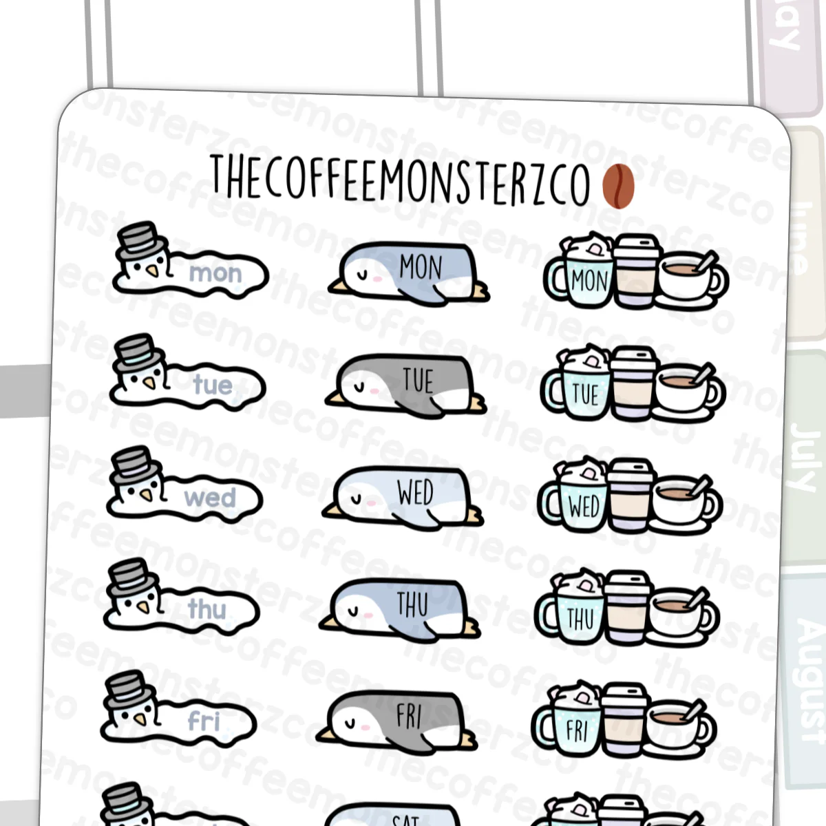 Mini Winter Days of the Week Doodles (FINAL STOCK)