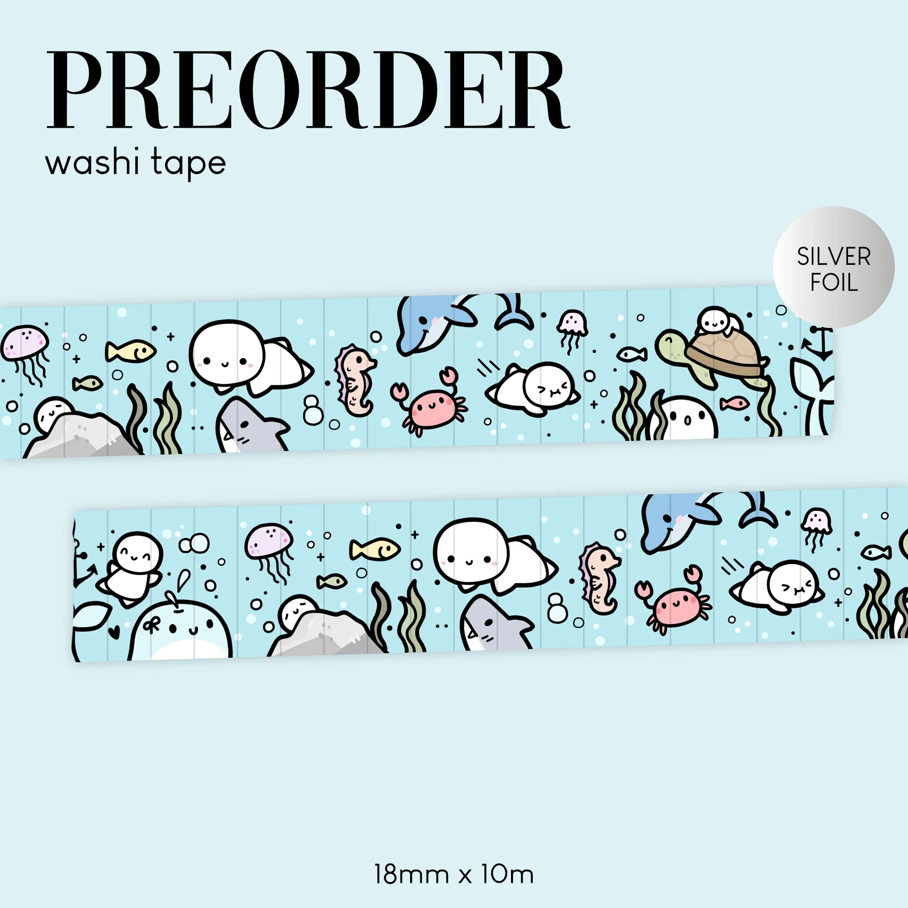 PREORDER Opalescent Oceans Emoti Washi Tape - 18mm