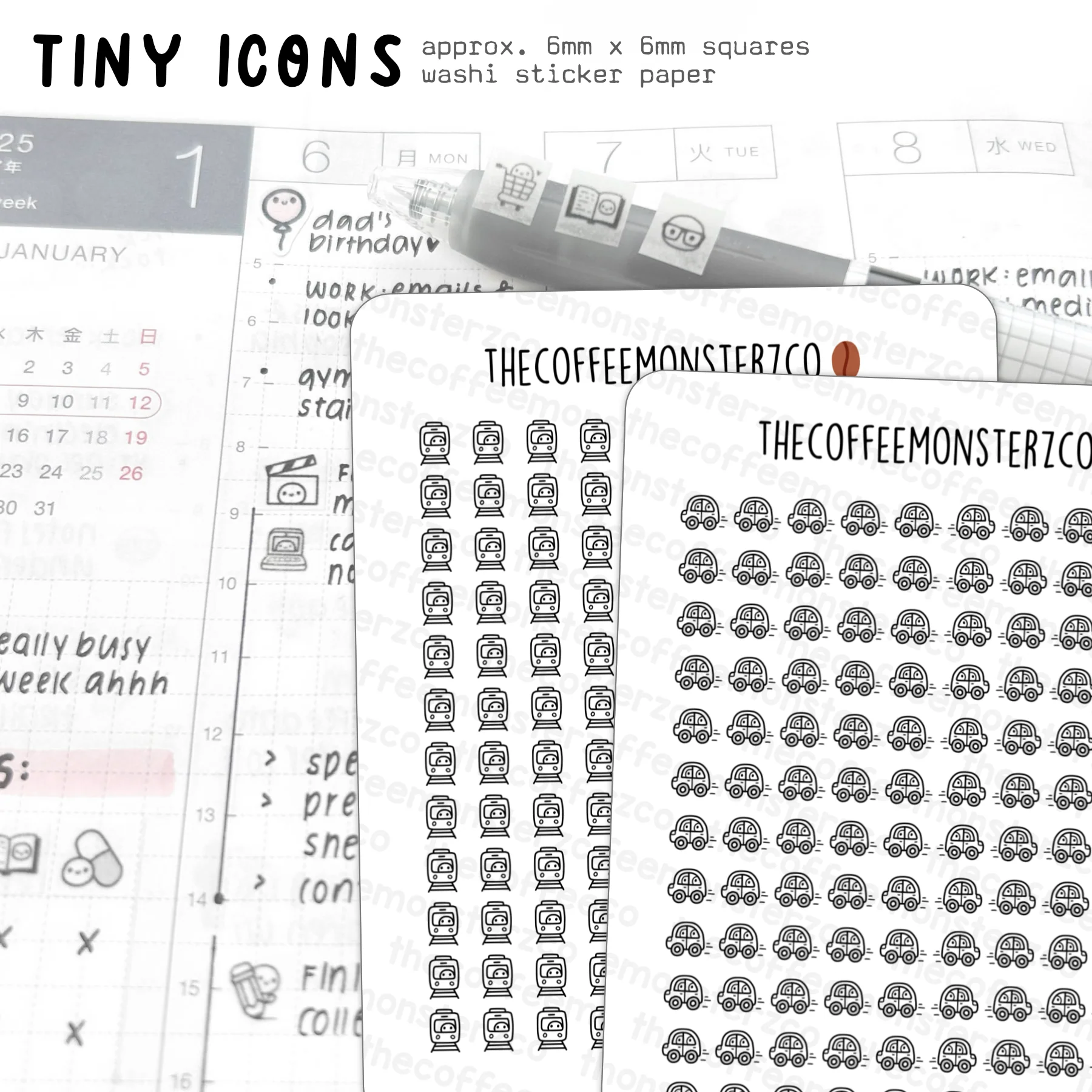 Tiny Icons - Transportation (washi paper)