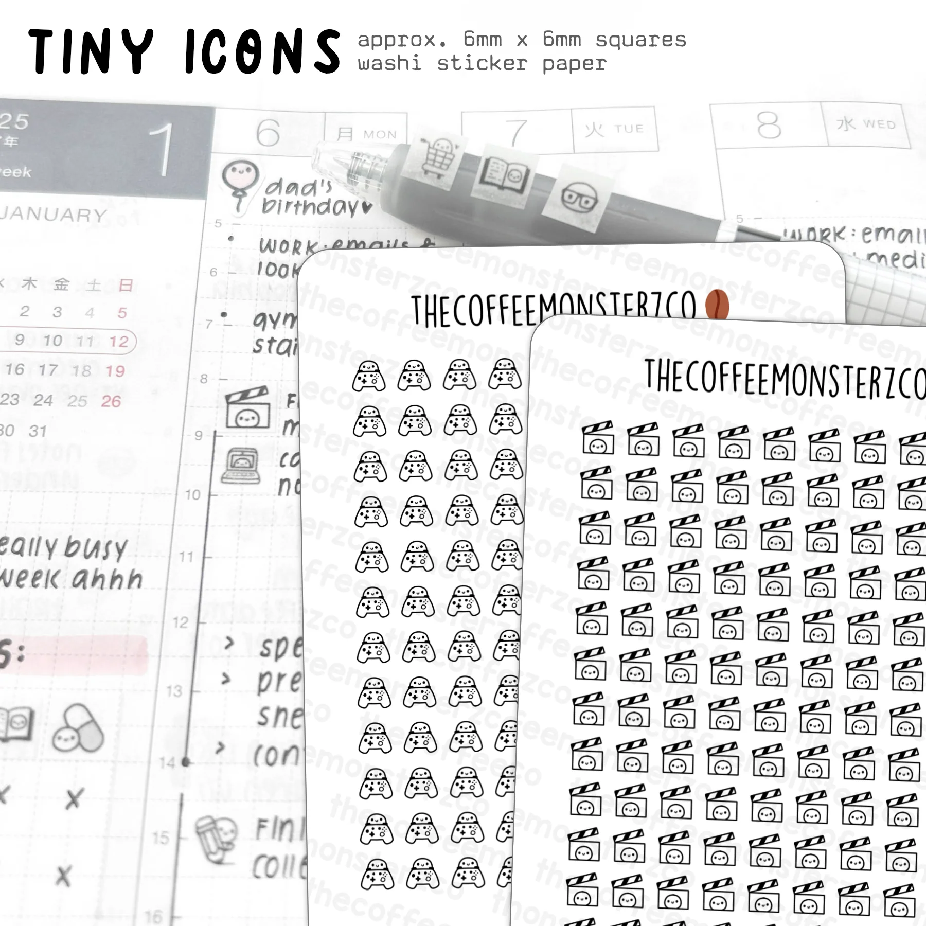Tiny Icons - Hobbies & Entertainment (washi paper)