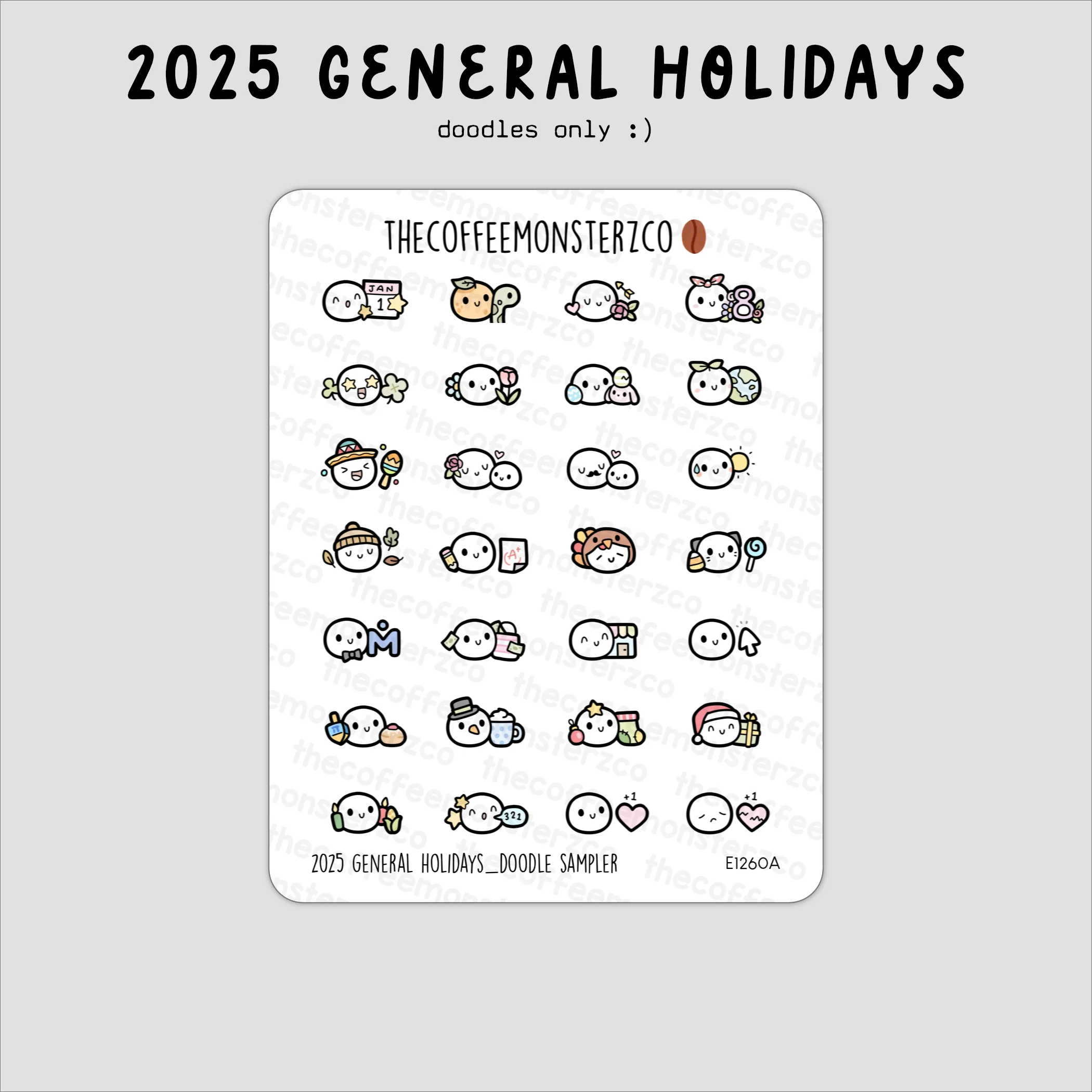 2025 General Holidays: Doodles