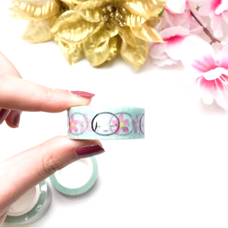 Original Mint Emoti Heads Washi Tape - 15mm