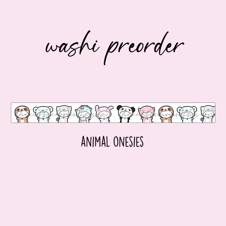 Animal Onesie Emoti Washi Tape - 10mm