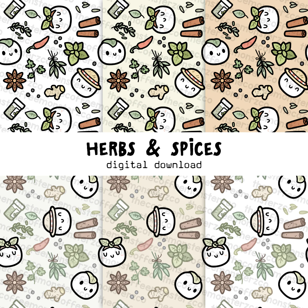 Herbs & Spices Paper Patterns (Digital File)