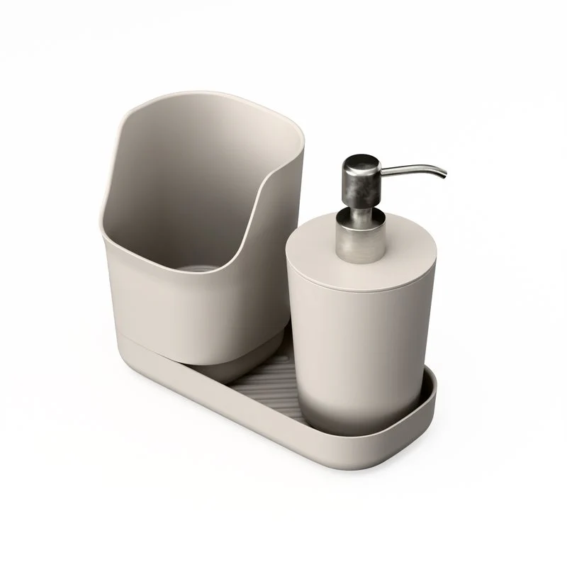 Duo Sink Caddy Organizer & Soap Dispenser - Stone