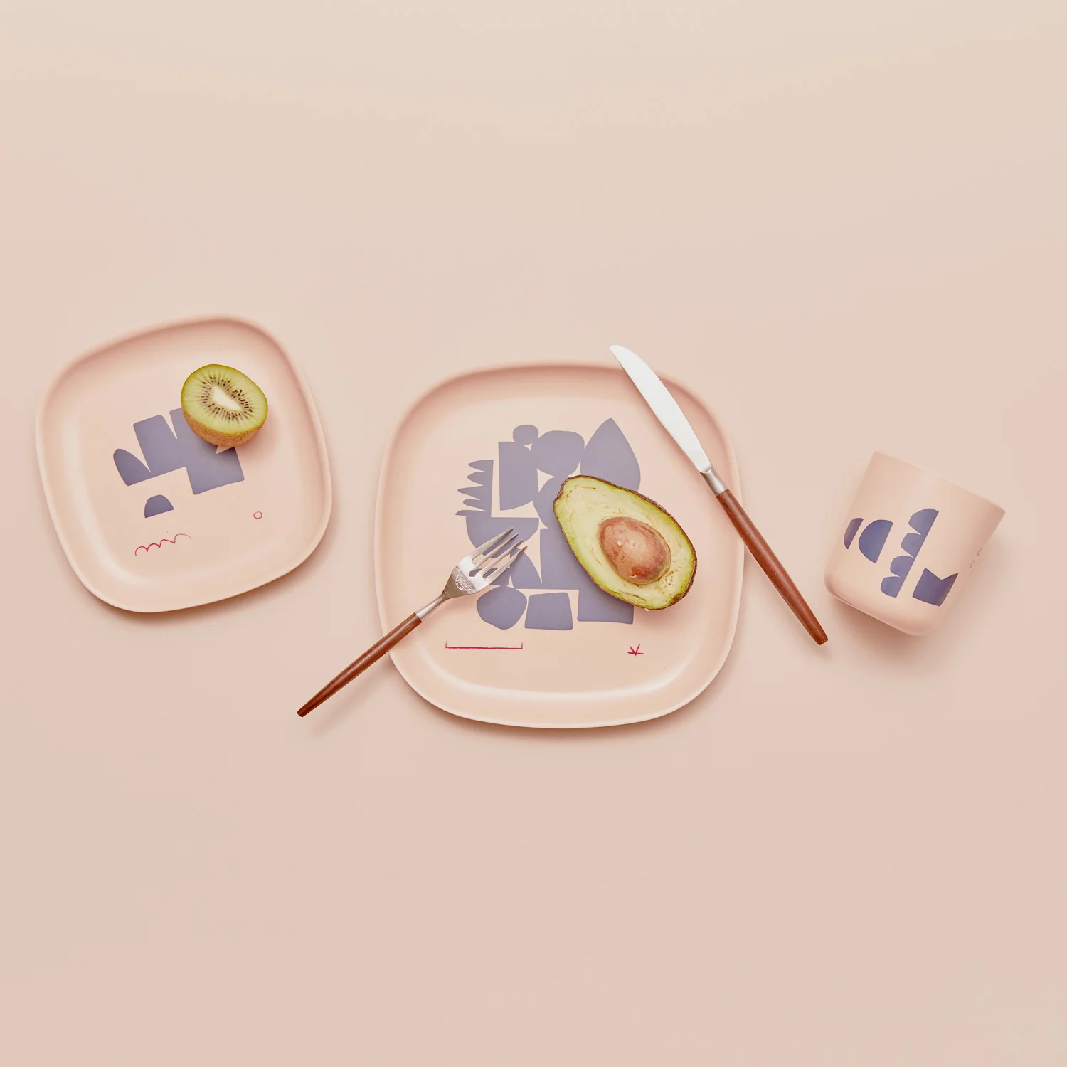 Illustrated Medium Cup Set - Blue Series