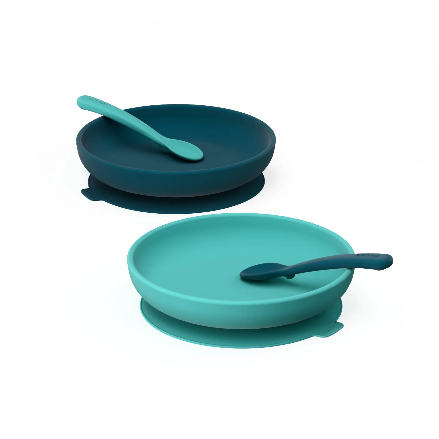 Silicone Suction Baby Plate Set - Blue Abyss / Lagoon
