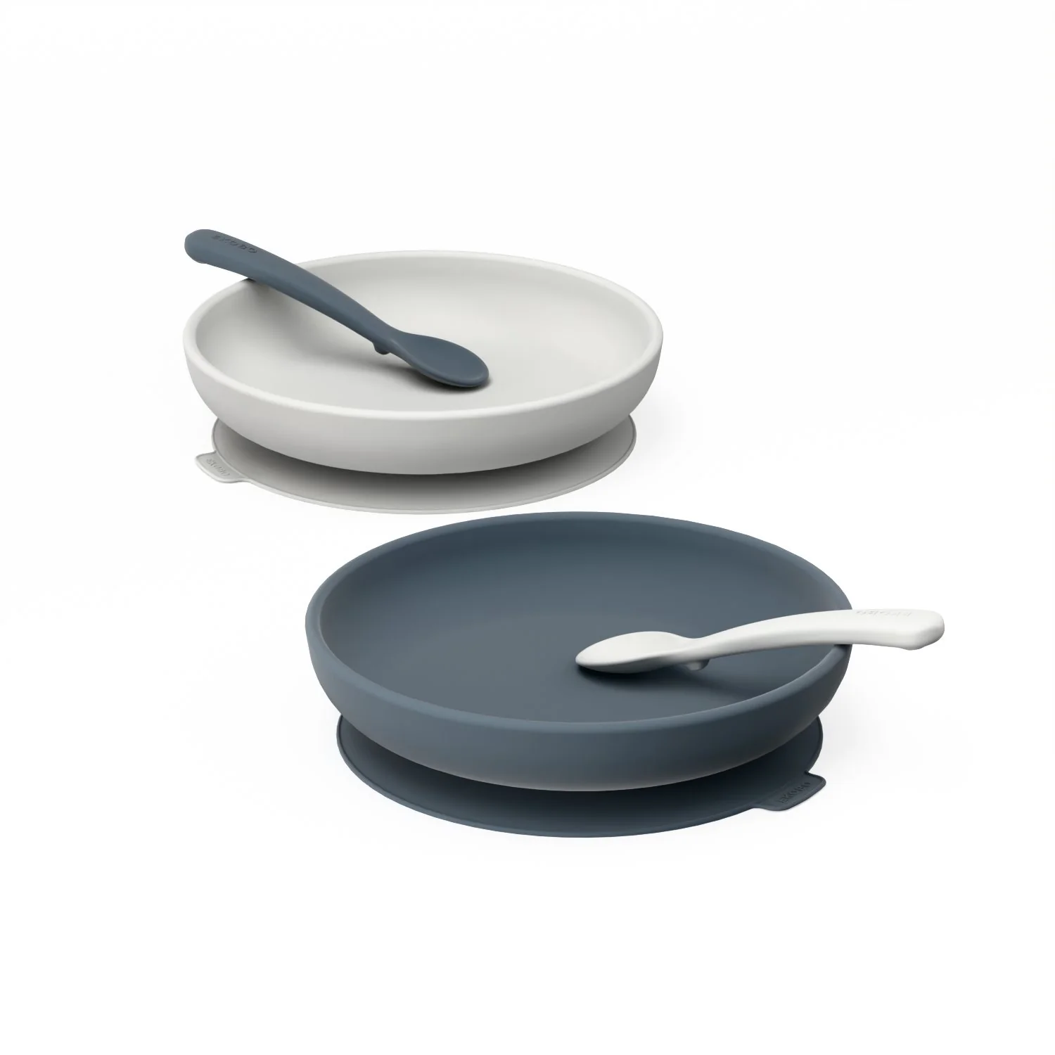 Duo Suction Plate & Spoon Set - Cloud / Storm