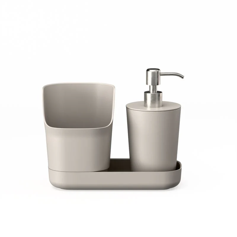 Duo Sink Caddy Organizer & Soap Dispenser - Stone