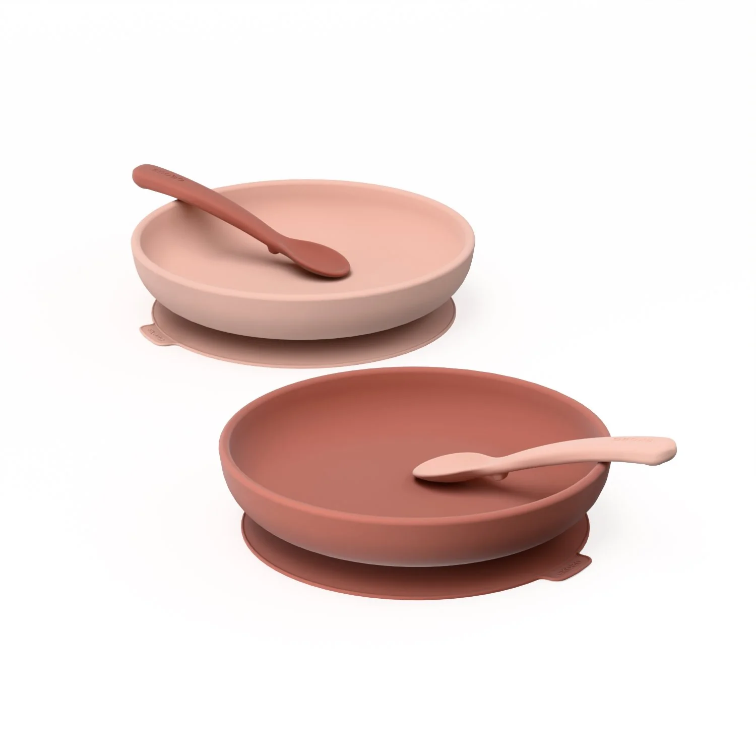 Duo Suction Plate & Spoon Set - Blush /Terracotta