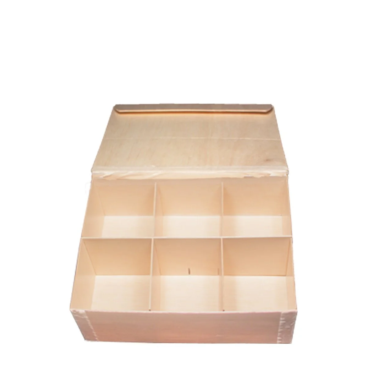VerTerra Collapsible Balsa Wood Vento Box w/ Attached Lid, 3 Divider 6