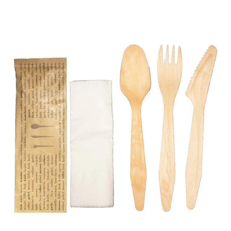 VerTerra Heavy Weight Wooden Cutlery Set Fork, Knife, Spoon + Napkin 7