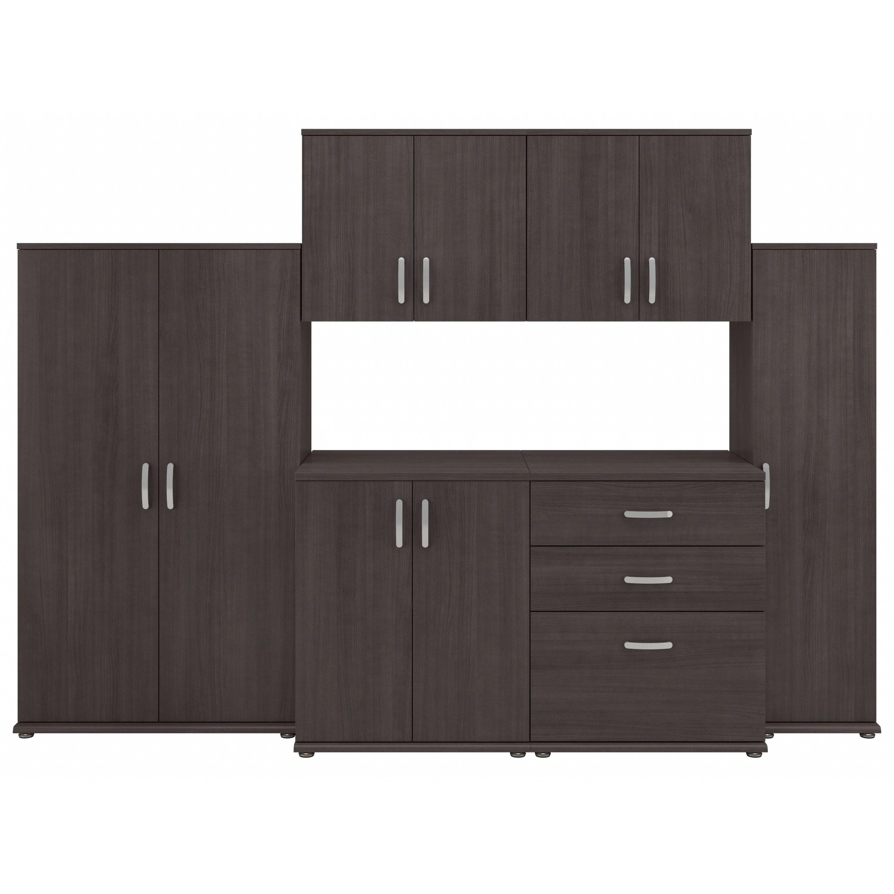 Universal 6 Piece Modular Closet Storage Set with Floor and Wall Cabinets