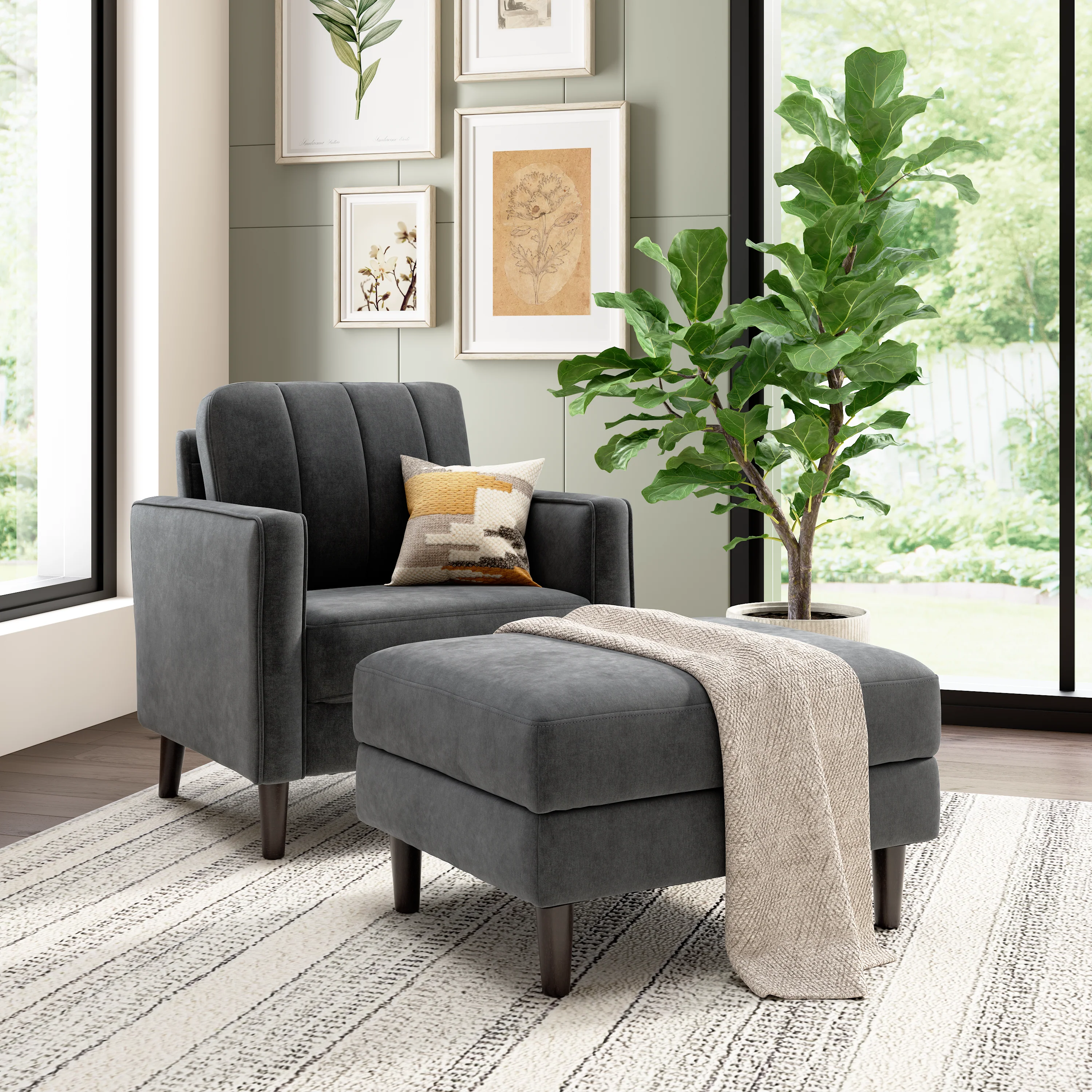 Bush Home Max Accent Chair and Storage Ottoman